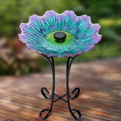 Flower Solar BirdbathWith Metal Stand
