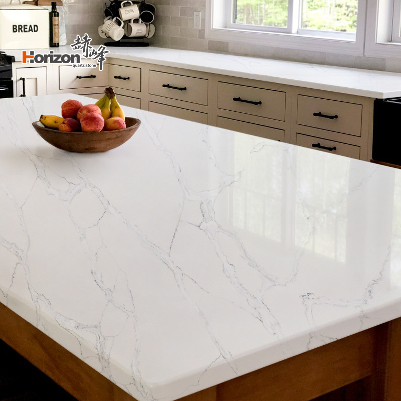 Horizon quartz stone slab sparking white quartz slab prefab quartz slab for kitchen countertop 