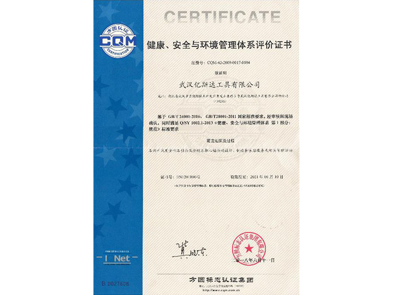 HSE Management System Assessment Certificate