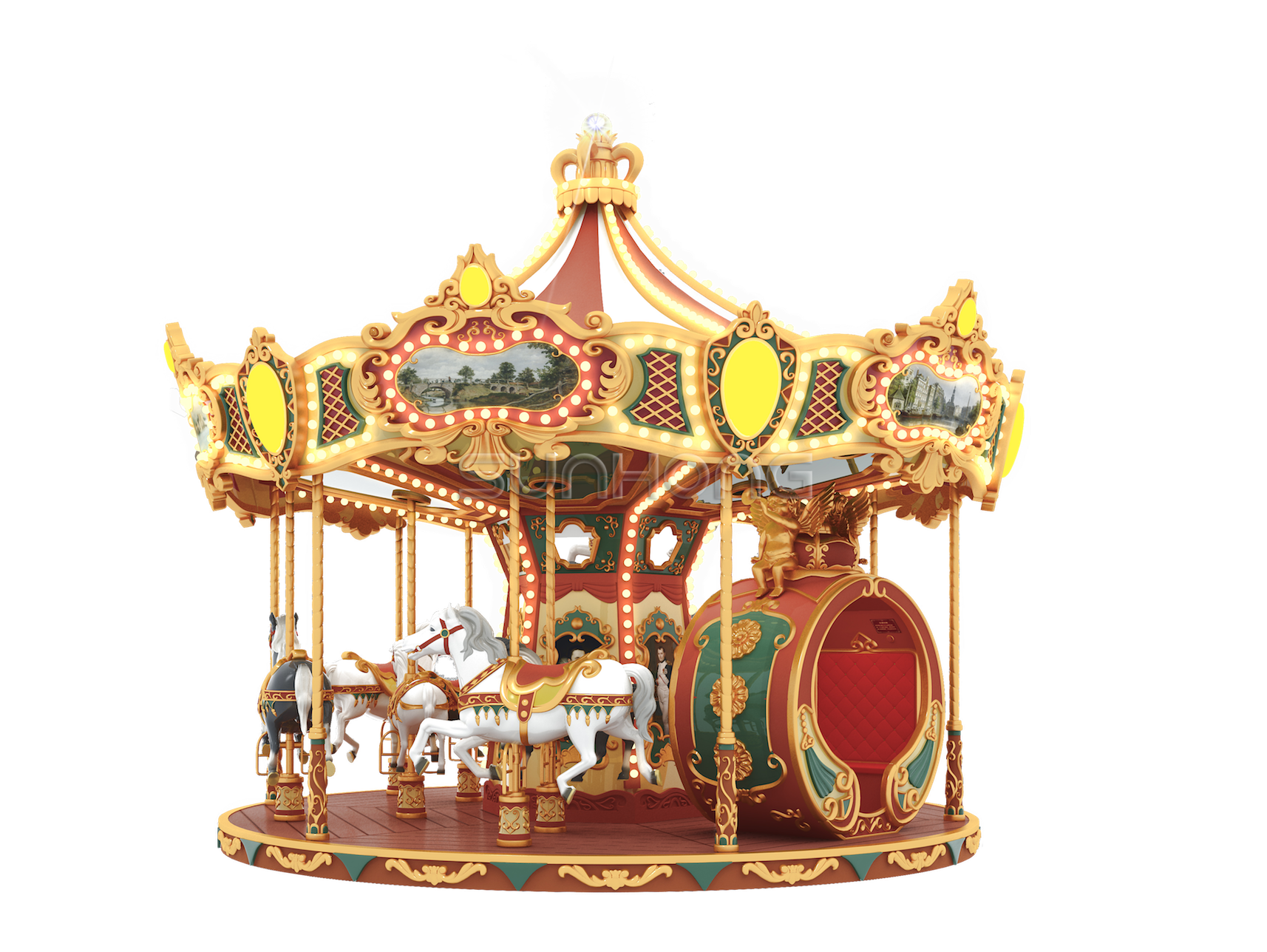 Marvelous Circus Christmas Carousel Merry Go Round Theme Park Ride