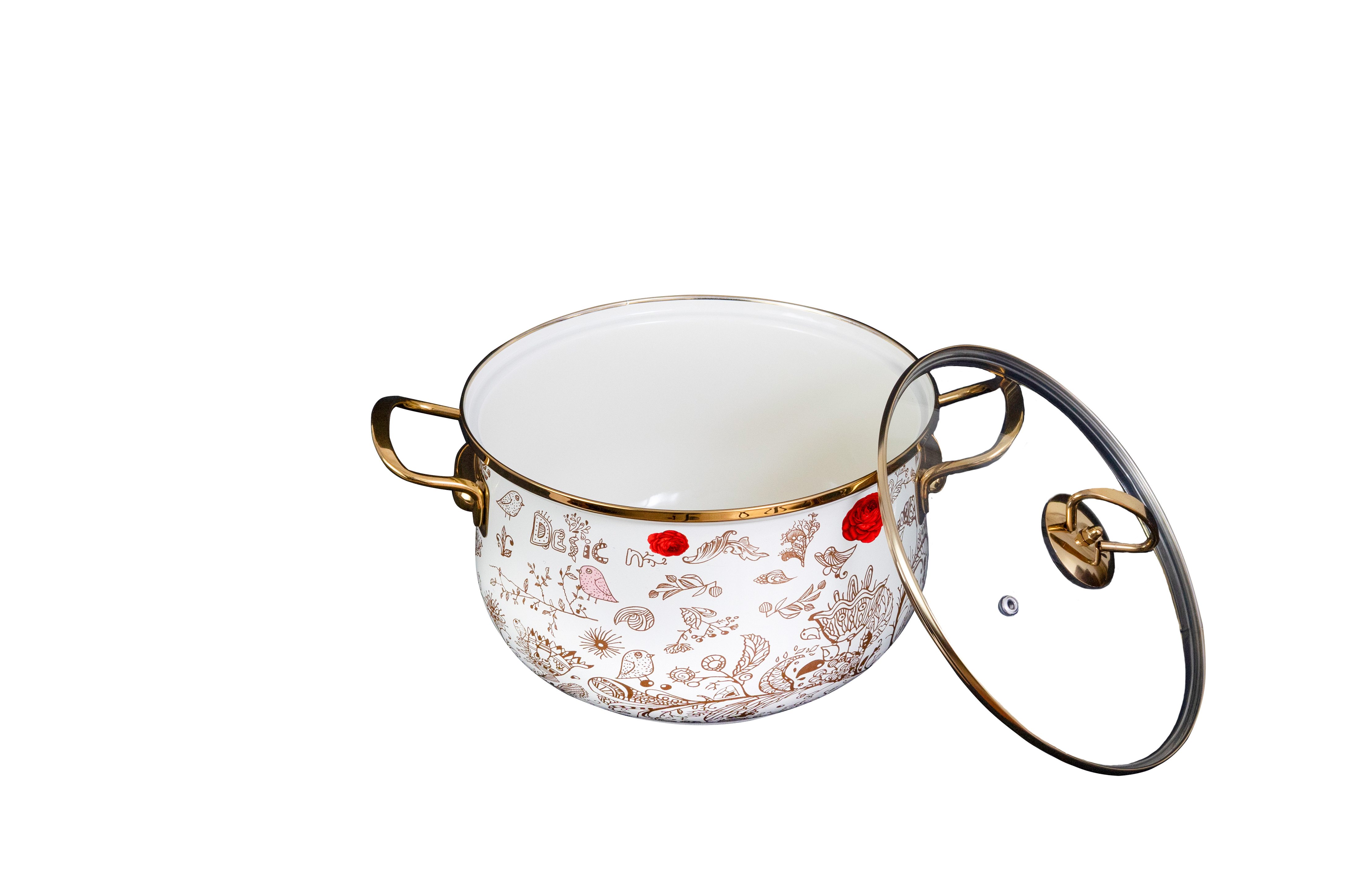 Enamel pot with glass lid 
