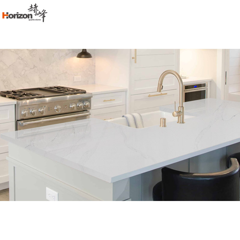 "Horizonquartz slab artificial quartz stone calacatta quartz tiles kitchen marble prefabricated countertop     "				