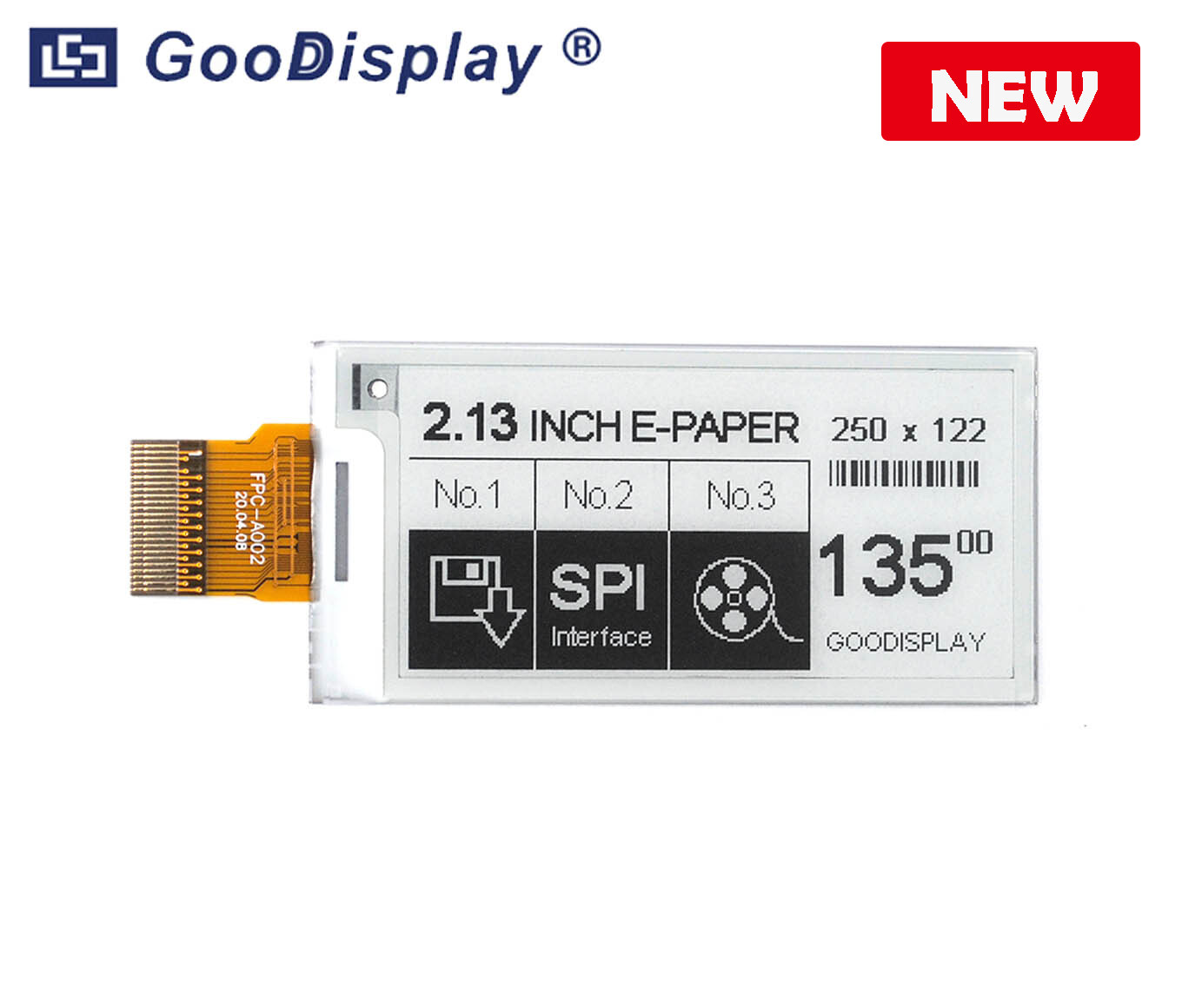 2.13 zoll E-Paper-Anzeige, GDEY0213B74, schnelle Aktualisierung,  SSD1680