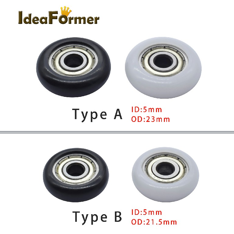 Nylon plastic wheel with pulley bearing  black white best price on sale ideaformer