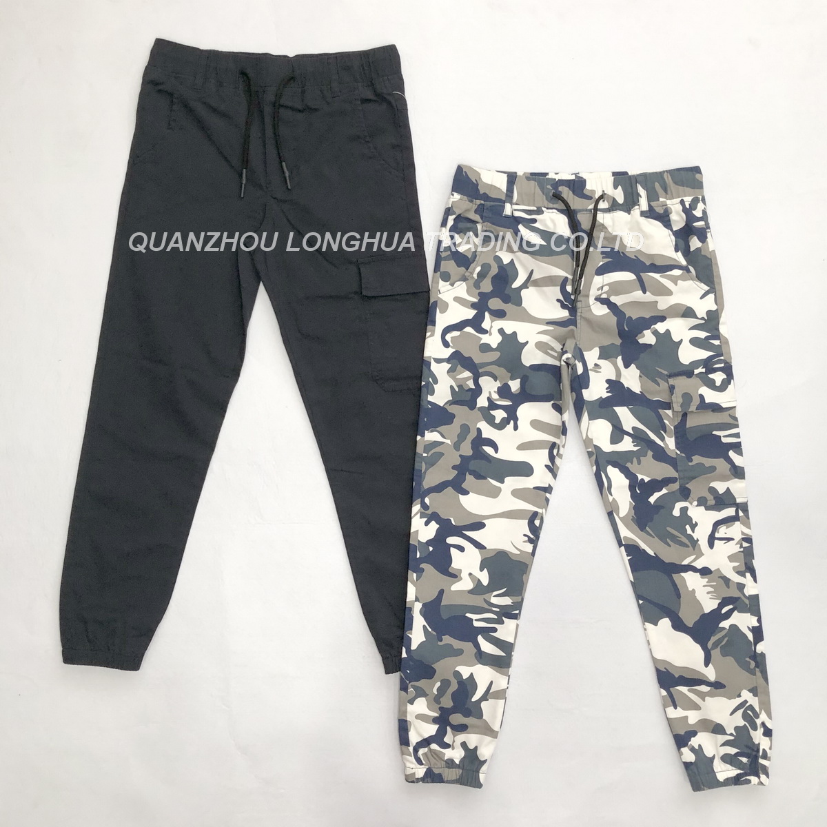 Men′s and Boy′s Joggers Casual Fashion Camo Printing Drawstring Cargo Pants Enzyme Washed