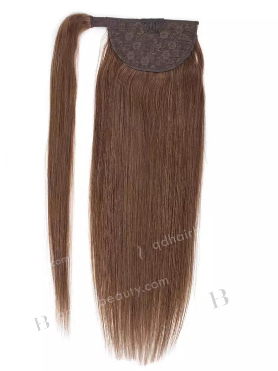 Top Quality Human Hair Braided Drawstring Wrap Straight Ponytails Clip in Hair Extension WR-PT-006