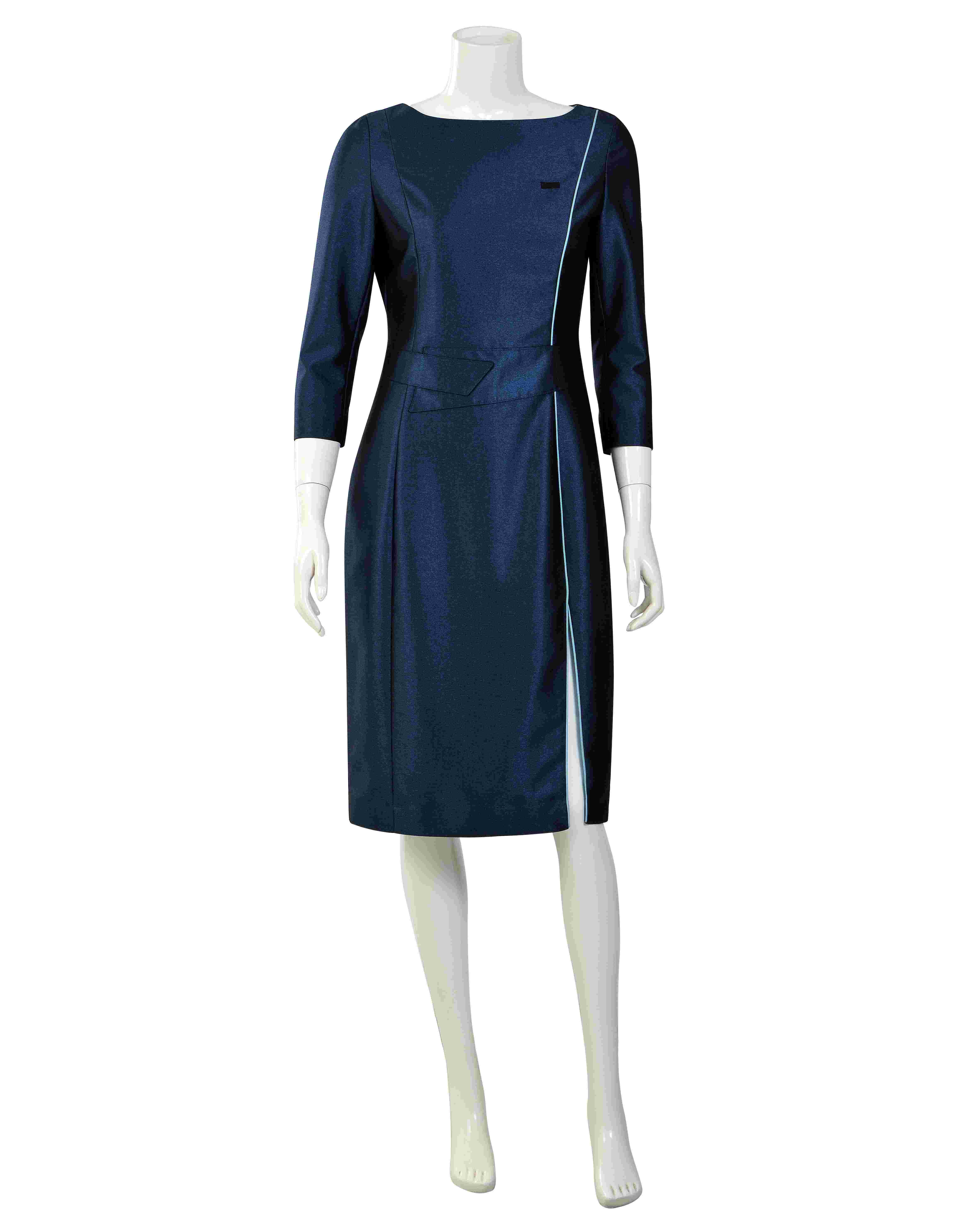 Ladies 3/4 sleeve casual woven uniform dress
