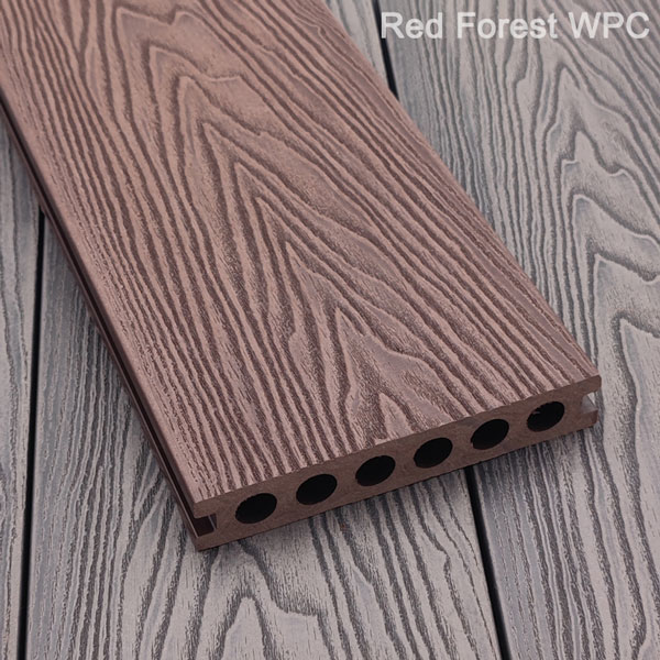 WPC Embossing 2# Decking W140×T24mm Red Brown
