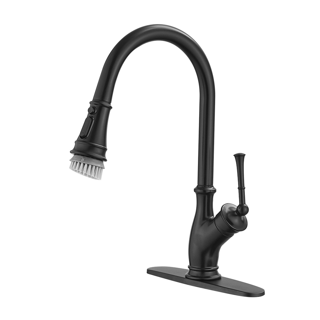 Kitchen Faucet,Black Kitchen Faucet with Sprayer,Single Handle Commercial High Arc Single Handle Brushed Gold Kitchen Sink Faucets with Deck Plate