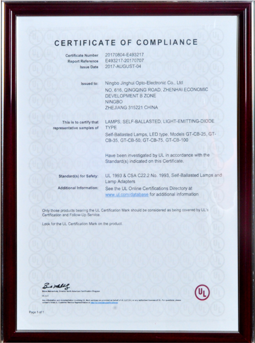 CERTIFICATE OF COMPLIANCE 1
