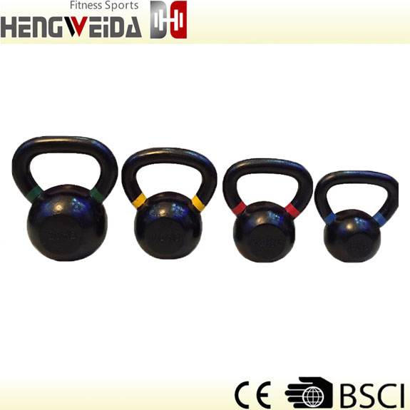 HWD5103-Powder Coated Kettlebell With Color Ring