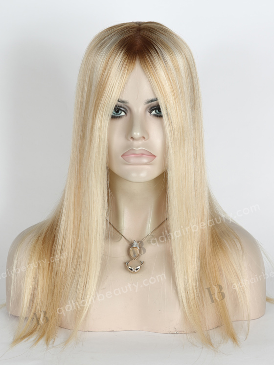 In Stock European Virgin Hair 16" Straight T8/60/25/8# Highlights Color Silk Top Glueless Wig GL-08086