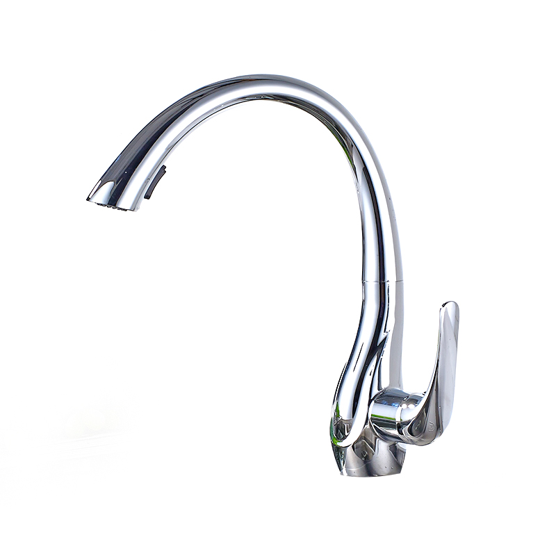 Commercial Single Handle High Arc chrome Pull Out Kitchen Faucet ,Single Level Kitchen Sink Faucets with Pull Out Sprayer