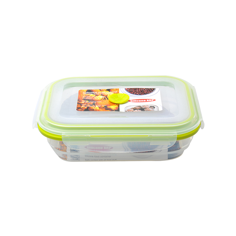 Medium Rectangular Silicone Lunch Box W/PP Lid