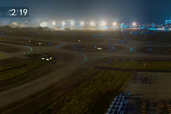 【机器视觉】-智慧机场全景可视拼接画面-跑道（夜晚）-CH