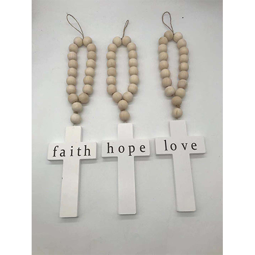 Wooden love cross bead string family wall decoration