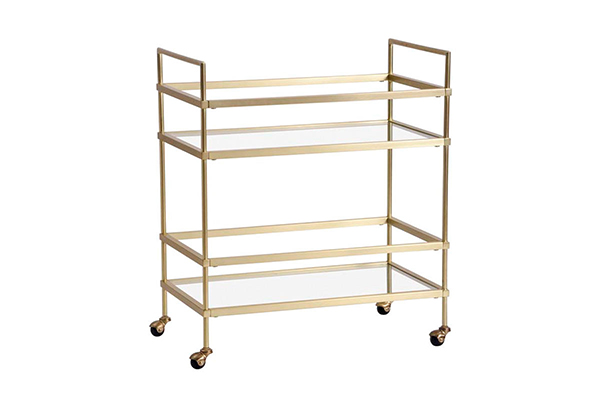 Brass metal leg with wheels 4 layers dining cart drink cart trolley s-8034 g