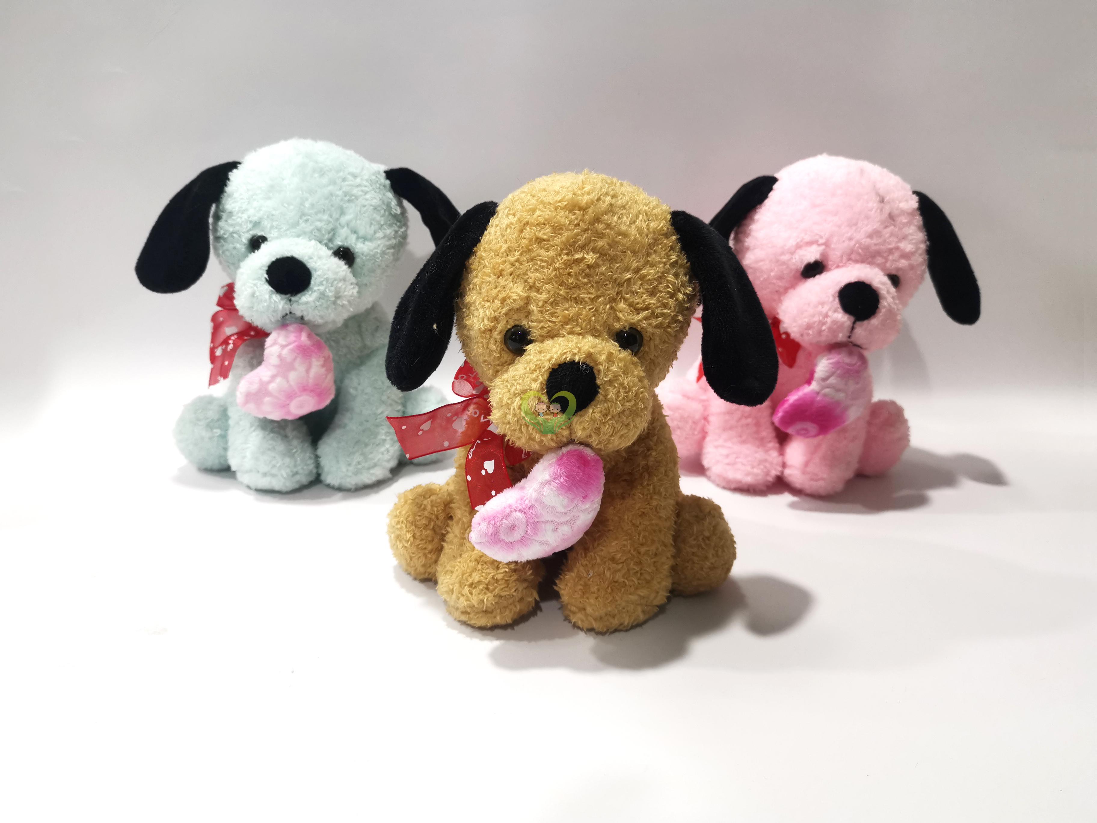 2019 Valentine Plush Toys:3 asst Dogs with heart 