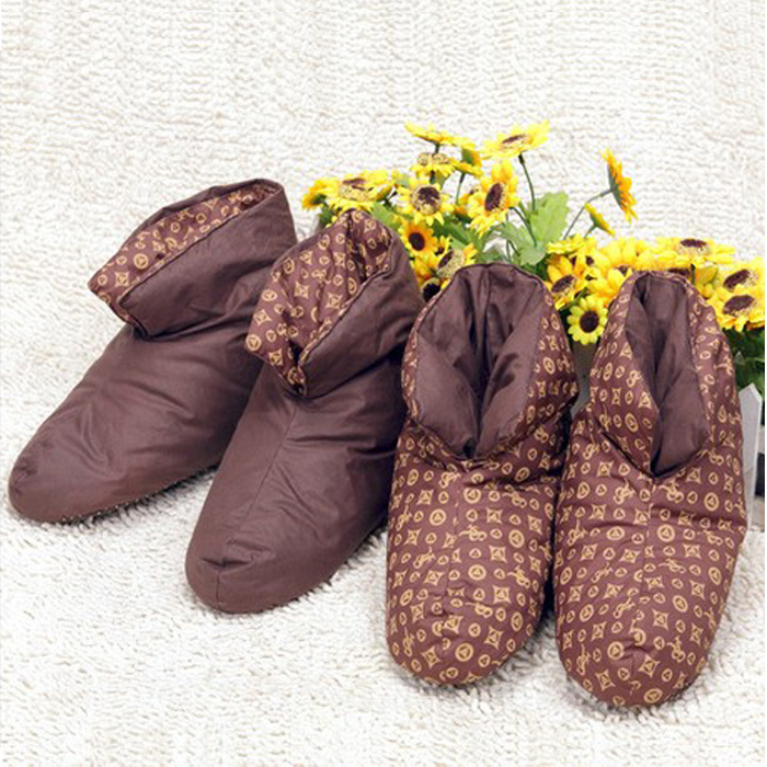 Xiazhen winter home indoor warm cotton down shoes slippers men and women bag heel non-slip