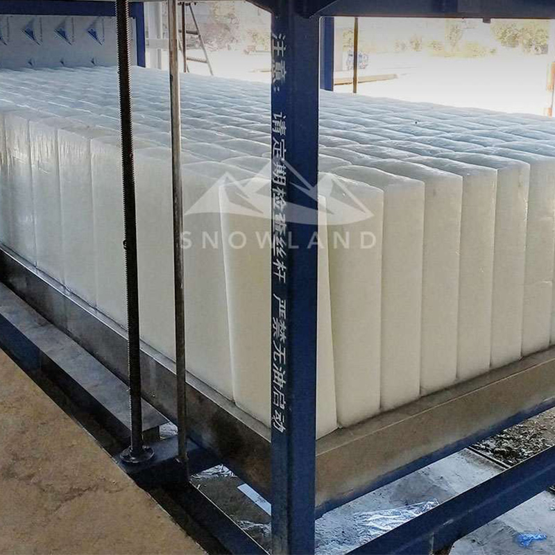 Snow source commercial ice plant ice making equipment, meat freezing and preservation, large automatic direct cooling block ice machine, bar ice machine