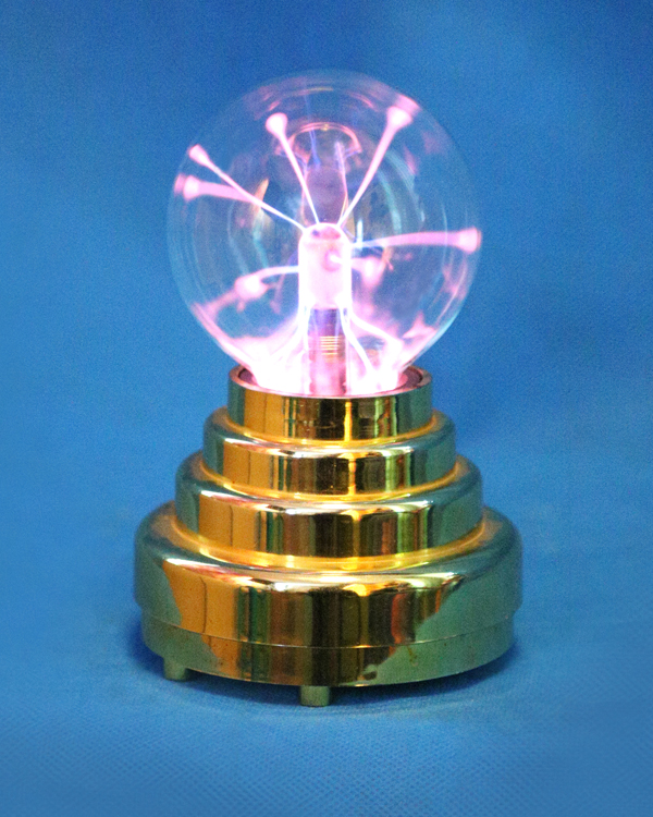 3" Battery Operated Plasma Ball with Electroplated Gloden Base