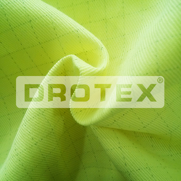 Polycotton fluorescent yellow FR fabric