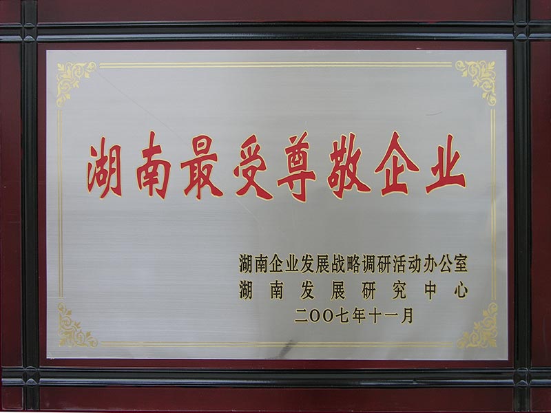 2007年湖南最受尊敬企业