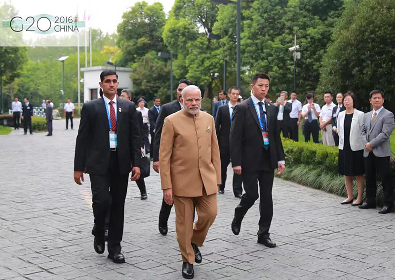 President Modi enters Sheraton Hotel