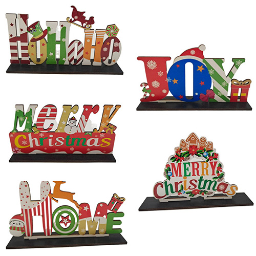 New wholesale single side wooden Christmas tabletop ornaments