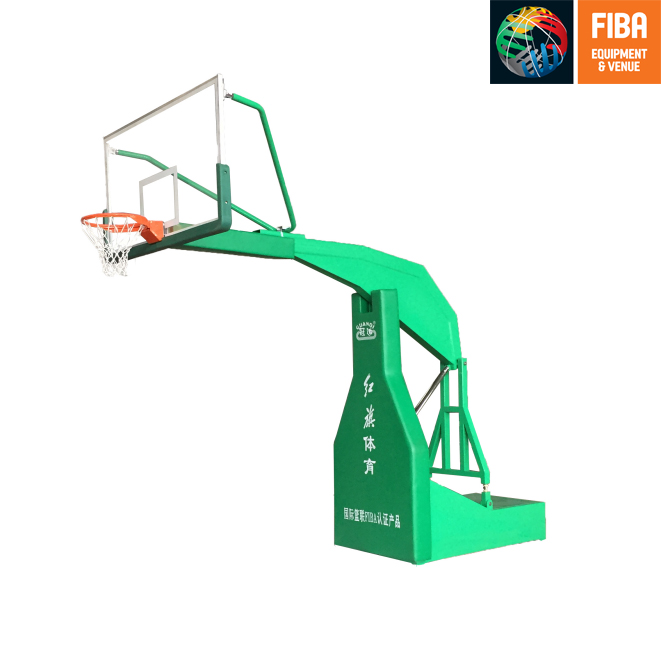 HQ-F1005 Flat box imitation hydraulic  basketball stand with FIBA certificate