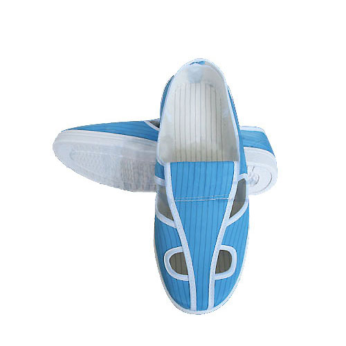 威贝特 防静电天蓝色0.5条纹四孔鞋 C005