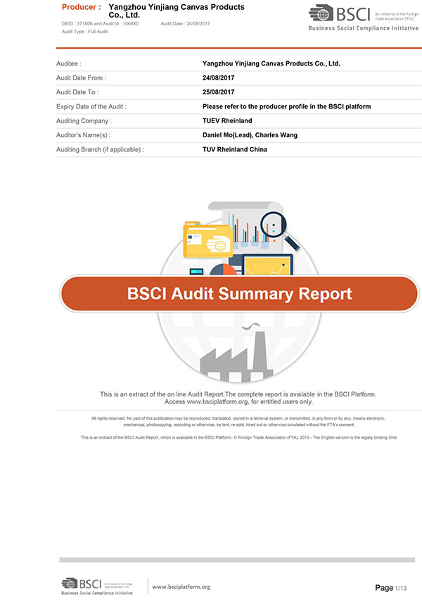 BSCI inspection report