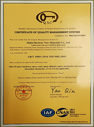 CERTIFICATE OF QUALITY MANAGEMENT SYSTEM