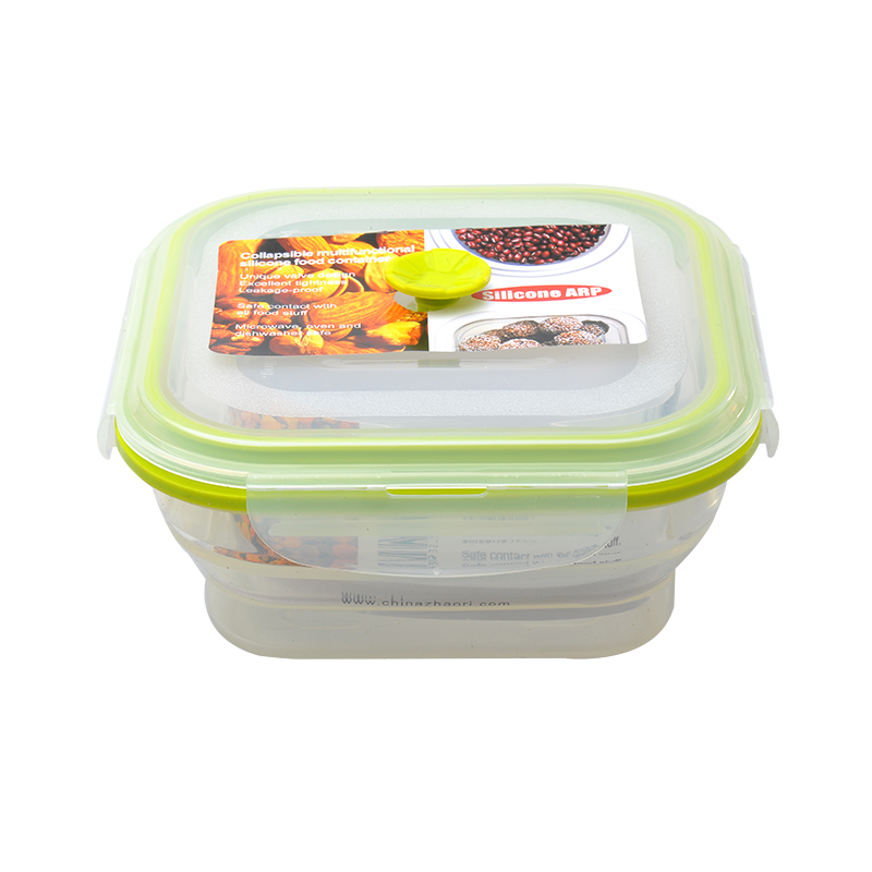 Large Square Silicone Lunch Box W/PP Lid