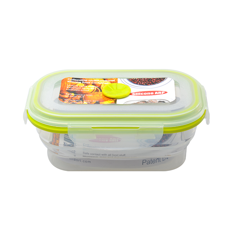 Small Rectangular Silicone Lunch Box W/PP Lid