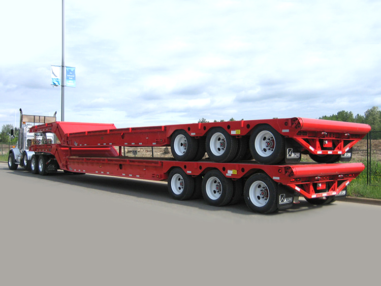 75t Low Flat-bed Trailer with Folding Gooseneck 
