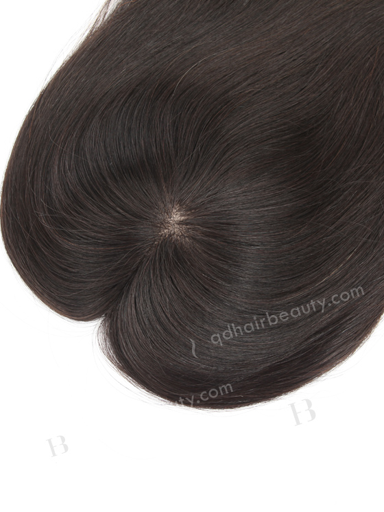 In Stock 5.5"*6" Indian Virgin Hair 14" Straight Natural Color Silk Top Hair Topper-013
