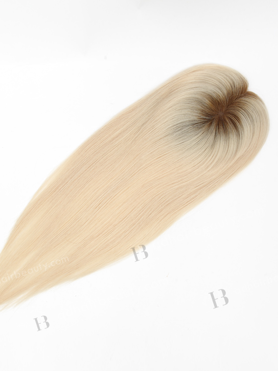In Stock 2.75"*5.25" European Virgin Hair 16" Straight T9/white Color Monofilament Hair Topper-124