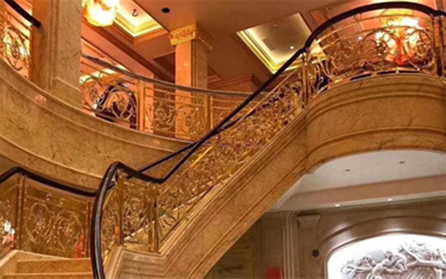 Hotel stair handrail
