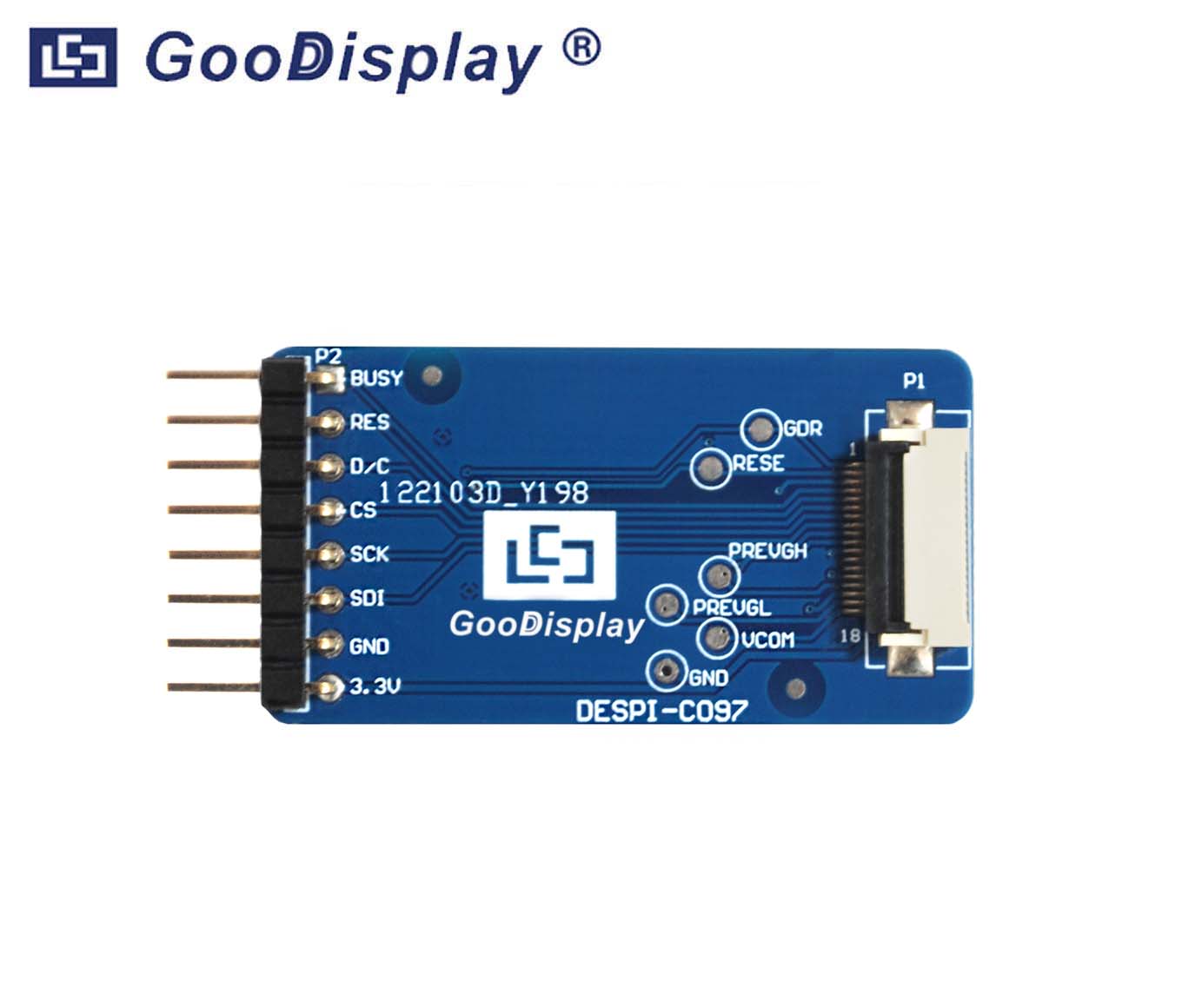 0.97 inch (18Pin) E-Paper HAT adapter board, DESPI-C097