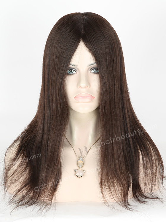 In Stock European Virgin Hair 16" Natural Straight Natural Color Silk Top Glueless Wig GL-08070