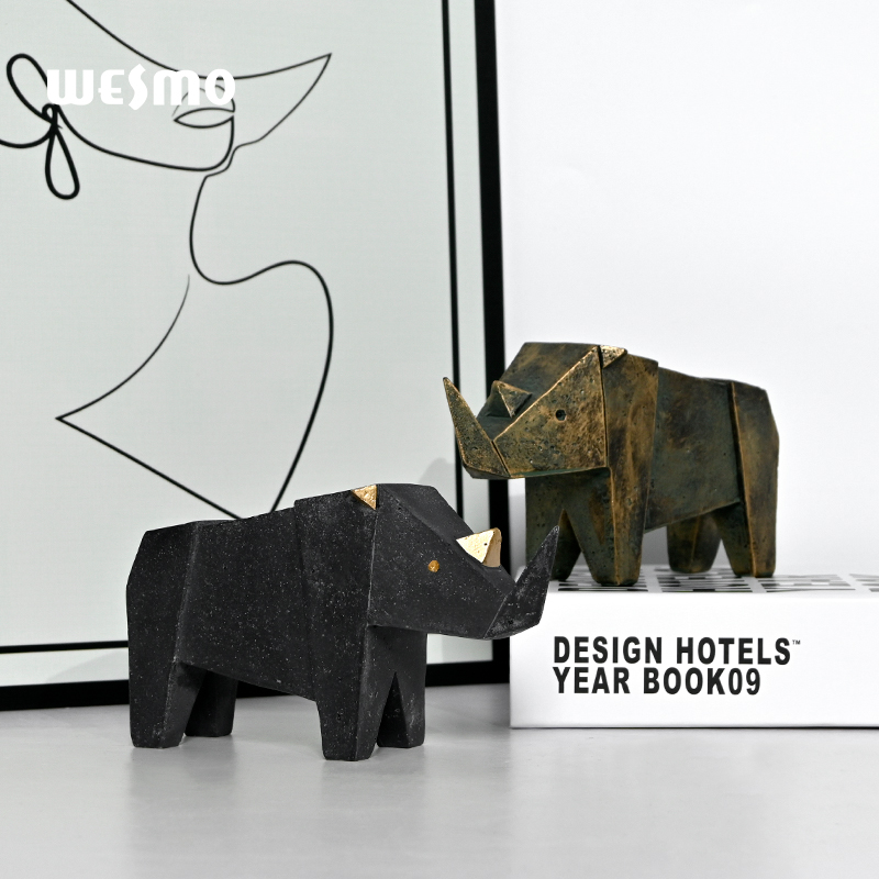 Animal rhinoceros resin statue office decor decoration for home