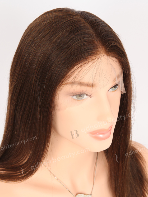 Full Lace Human Hair Wigs Indian Remy Hair 16" Light Yaki 2/4/6# Evenly Blended Color FLW-01907
