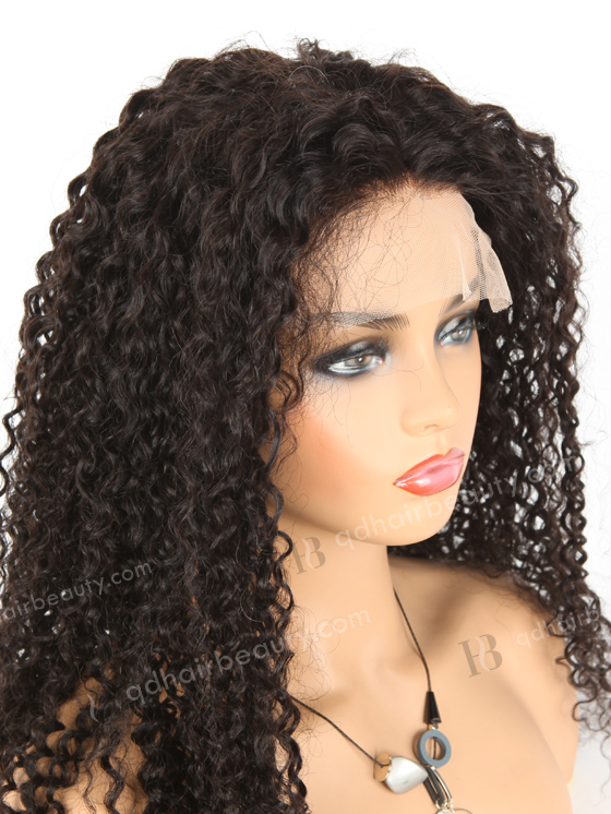In Stock Brazilian Virgin Hair 22" Tight Curly Natural Color Lace Closure Wig CW-04009