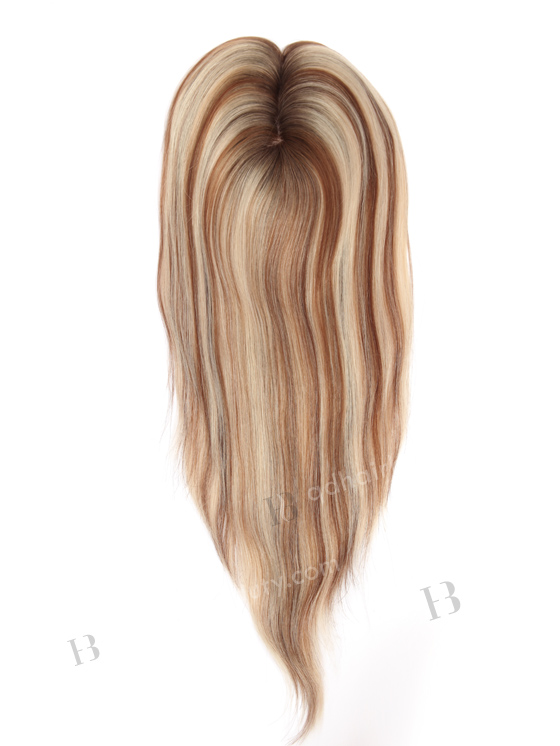 Best Real Human Hair Toppers for Women | In Stock 3"x2"x6" Silk Top European Virgin Hair 16" All One Length Straight T9A/60# With T9A/9# Highlights Color Silk Top Hair Topper-103
