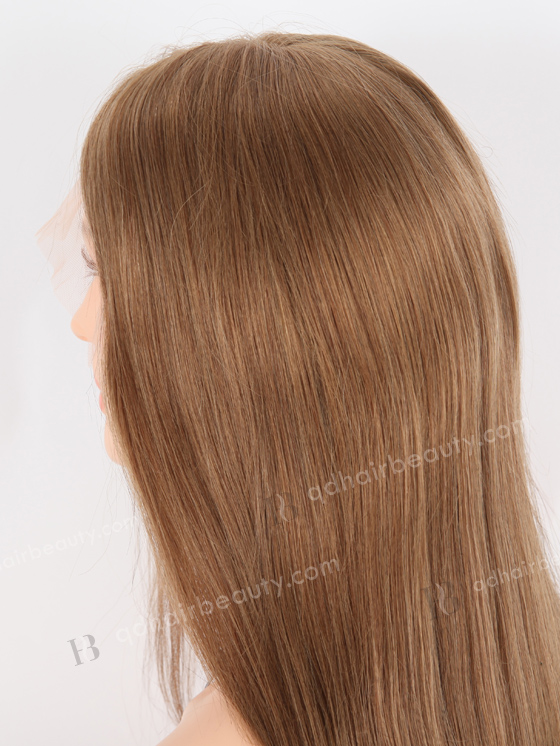 In Stock European Virgin Hair 18" Straight 9# Color Lace Front Silk Top Glueless Wig GLL-08045