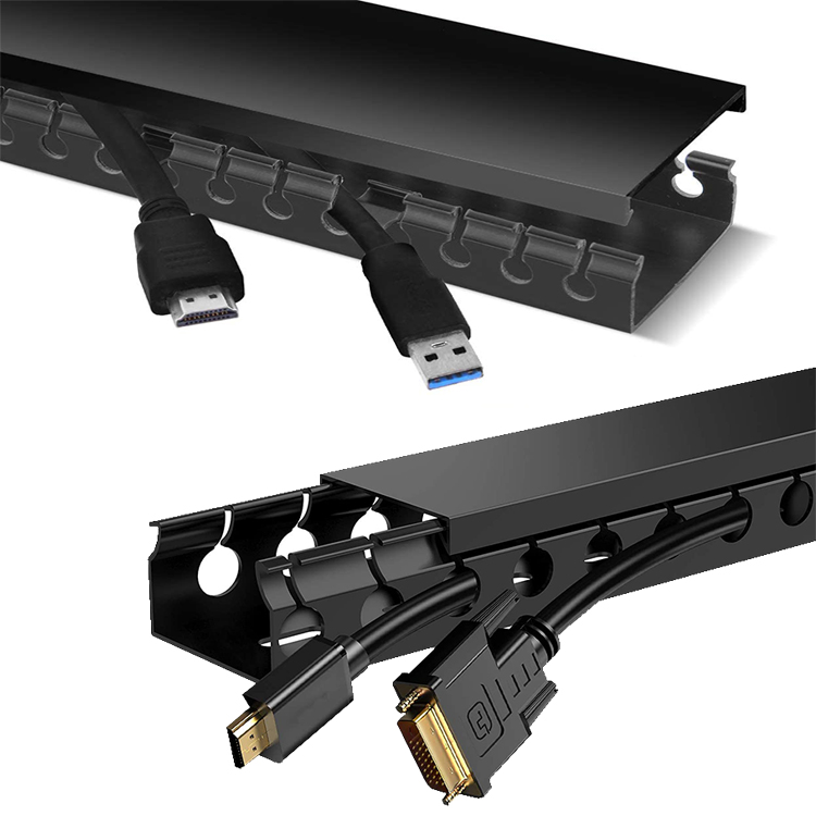 JH-Mech Under Desk Sleeve Clips Gaming Storage Power Vertical Rack Manager Cord Organizer Cable Management Tray