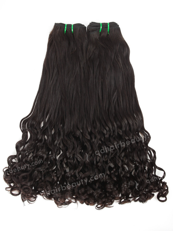 100% Double Drawn 18'' 5a Peruvian Virgin Half Bouncy Curl Natural Color Hair Wefts WR-MW-164