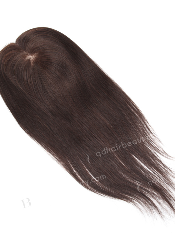 In Stock 5.5"*6" European Virgin Hair 16" Straight Color 2# Silk Top Hair Topper-052