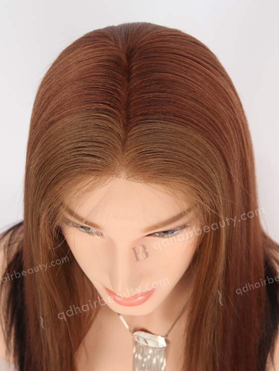 In Stock Brazilian Virgin Hair 16" Yaki 0# at front area,30# at top area, 1B# at crown and back area Full Lace Wig FLW-04268